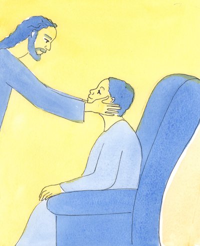 Nunca devemos duvidar do amor de Cristo. Ele perdoa todos os nossos pecados e falhas se nos voltarmos para ele com confiança e contrição., 2004 (w - c no papel) de Elizabeth Wang
