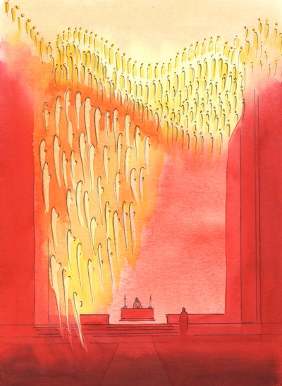 Ficaríamos surpresos se pudéssemos ver o quão gratos os Santos e Anjos são, quando os saudamos e honramos na igreja, 2003 (w - c no papel) de Elizabeth Wang