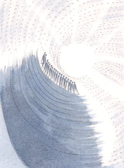 O que multidões gritam de alegria na Presença de Jesus, clamando "Bendito seja Ele", 2000 (w - c no papel) de Elizabeth Wang
