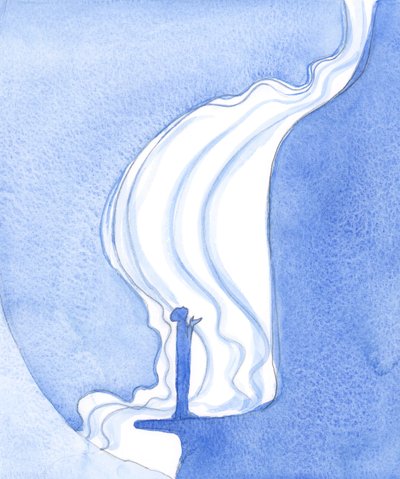 Que grande cachoeira de graça é derramada sobre nós pelo Pai, quando oramos em nome de Cristo, 2001 (w - c no papel) de Elizabeth Wang