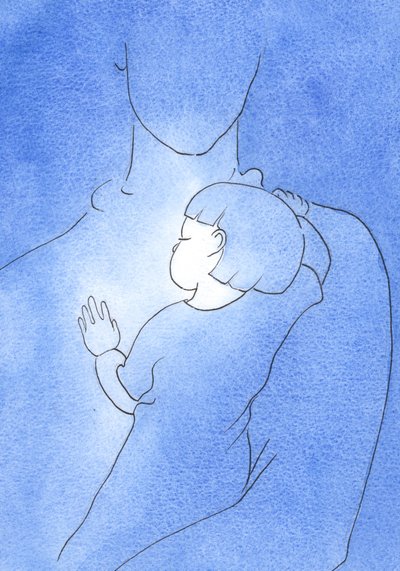 Quando estou perto de Deus, na doença, pondo a minha confiança nEle, sou como uma criança que descansa no ombro do Pai, 2002 (c - c no papel) de Elizabeth Wang