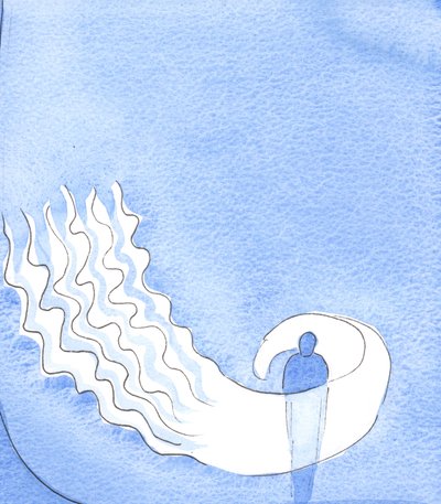 Quando louvei o Pai por Seus dons em oração, ele me mostrou que Seu Espírito Santo me envolve em doce &39;fogo&39;, em alegria, 2003 (w - c no papel) de Elizabeth Wang