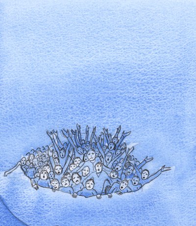 Quando oramos e sofremos em união com Cristo, ajudamos as almas com a mesma certeza que quando as pessoas são resgatadas de um túnel escuro, 2002 (w - c no papel) de Elizabeth Wang