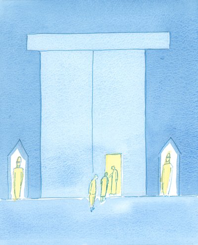 Quando oramos, nos aproximamos do palácio de nosso Rei Celestial, 2003 (w - c no papel) de Elizabeth Wang