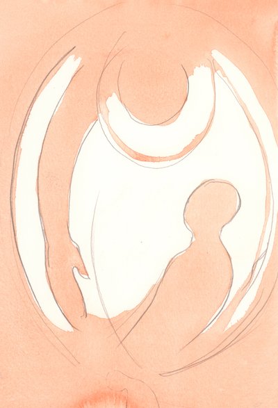 Sempre que nos arrependemos de nossos pecados, Deus Pai nos abraça em um rápido movimento de perdão, 2001 (w - c no papel) de Elizabeth Wang