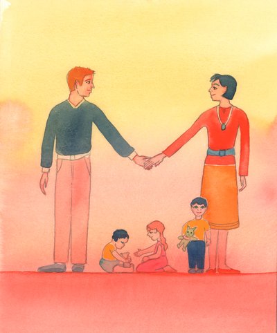 Onde um casal realmente ama um ao outro e ama a Deus, eles querem fazer a Sua Vontade, 2002 (w - c no papel) de Elizabeth Wang