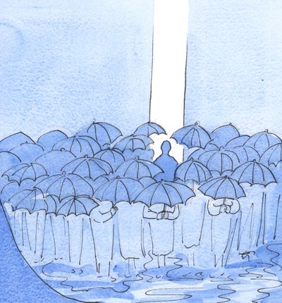 Quem está disposto a aceitar humilhações inevitáveis com paciência abre um &39;espaço&39; entre a multidão, para que a graça de Deus possa fluir para banhar, refrescar e transformar muito mais pessoas, 2002 (w - co de Elizabeth Wang