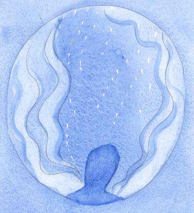 Dentro do meu coração, as pessoas &39;necessitadas&39; são como faíscas dentro de uma chama, apanhadas no fulgor da oração que ascende a Deus., 2001 (w - c no papel) de Elizabeth Wang
