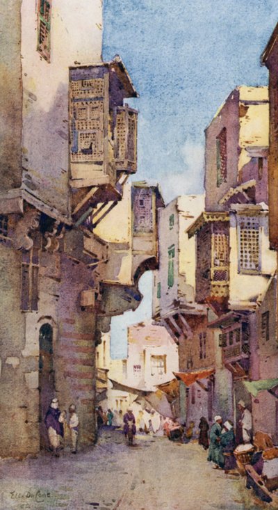 Uma rua antiga no Cairo (cor litho) de Ella Du Cane