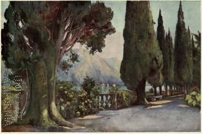Cypress Avenue, Villa del Pizzo, Lago di Como, ilustração de 