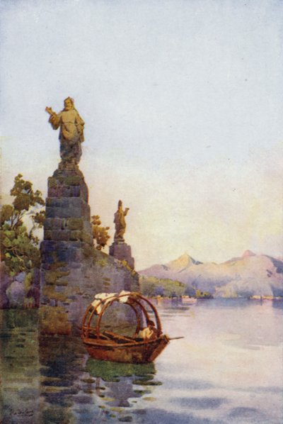Entrada para a Villa Arconati, Lago de Como (lito colorido) de Ella Du Cane