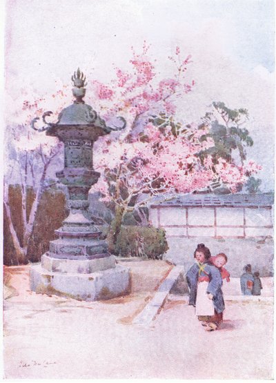 Crianças japonesas c.1900 (cor litho) de Ella Du Cane