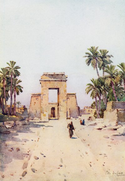 A Porta de Euergetes, Karnak (cor litho) de Ella Du Cane