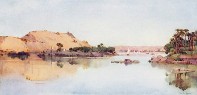A Ilha de Sirdar e o Túmulo do Xeque Árabe do Elefantino (cor litho) de Ella Du Cane
