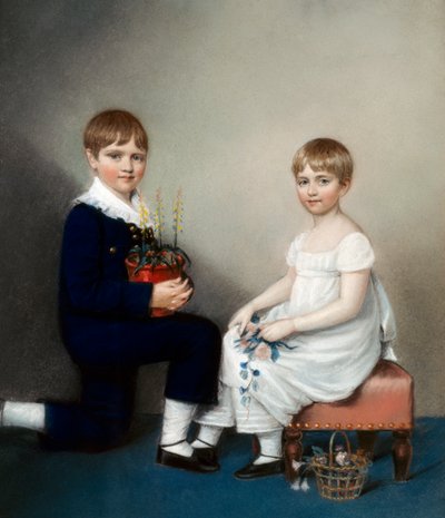 Charles (com seis anos) e Catherine Darwin (óleo sobre tela) de Ellen Sharples