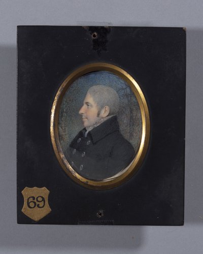Retrato de Perfil de um Homem Desconhecido (aguarela em marfim) de Ellen Sharples