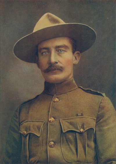 Coronel Robert S. S. Baden-Powell, O Defensor de Mafeking. Em uniforme de serviço de campo como coronel de cavalo irregular de Elliott and Fry Photography Studio