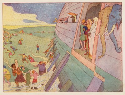 Arca de Noé: A chuva (litografia a cores) de Elmer Boyd Smith