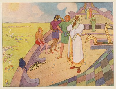 A Arca de Noé: À espera da chuva (litografia a cores) de Elmer Boyd Smith