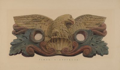 Porta-mangueira com insígnia da empresa de bombeiros de Elmer G. Anderson