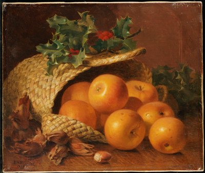 Natureza morta com maçãs, avelãs e azevinho, 1898 de Eloise Harriet Stannard