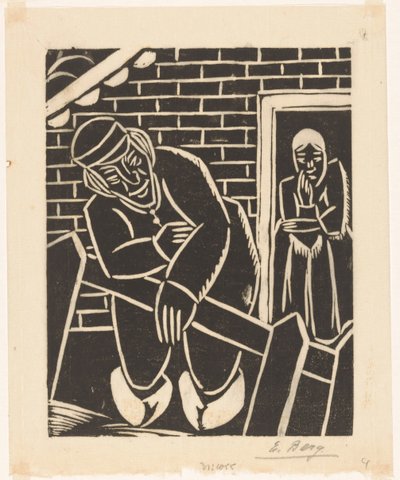 Agricultor na frente de sua casa de Else Berg (signed by artist)