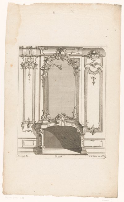 lareira com putti Chaminés (título da série) de Emanuel Eichel (possibly)