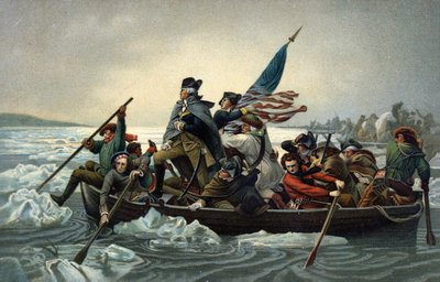 George Washington atravessando o Delaware durante a Guerra da Independência Americana, 25 de Dezembro de 1776 (chromolitho) de Emanuel Gottlieb (after) Leutze