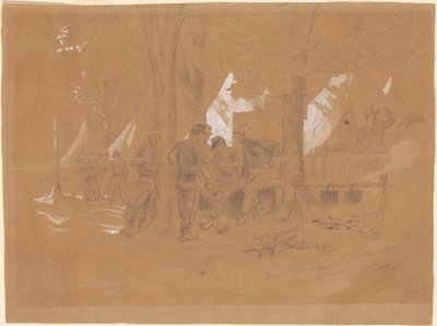 Camp Ellsworth, Perto de Alexandria—Cinco Zouaves de Emanuel Gottlieb Leutze