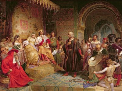 Colombo antes da rainha, 1843 de Emanuel Gottlieb Leutze