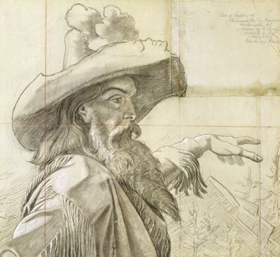 Pormenor de uma caricatura para o mural "Para Oeste, o Curso do Império"... de Emanuel Gottlieb Leutze