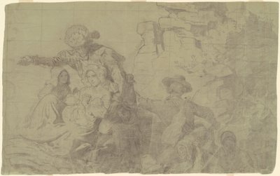 Estudo para "Westward the Course of Empire toma seu caminho" de Emanuel Gottlieb Leutze
