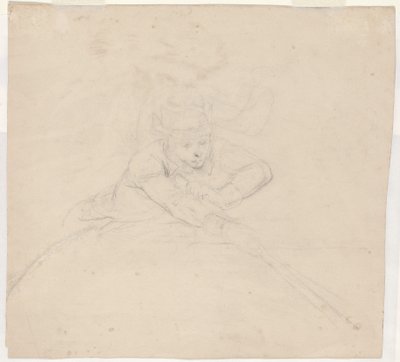 Estudo de figura de meio comprimento com poste [verso] de Emanuel Gottlieb Leutze