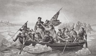 Washington cruzando o Delaware perto de Trenton, Nova Jersey, Natal de 1776, de "Ilustrações de História Escocesa e Inglês" II Volume de Emanuel Gottlieb Leutze