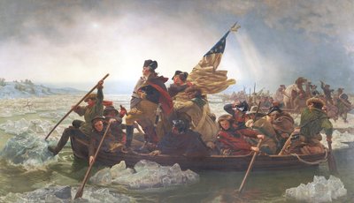 Washington atravessando o Delaware; Natal de 1776; final do século XIX (oleograph) de Emanuel Gottlieb after Leutze