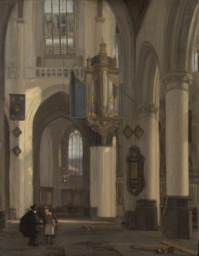 Interior de uma igreja gótica protestante, Amesterdão de Emanuel de Witte