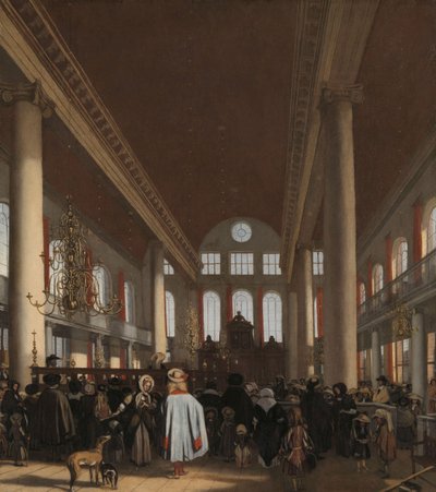 Interior da Sinagoga Portuguesa em Amesterdão de Emanuel de Witte
