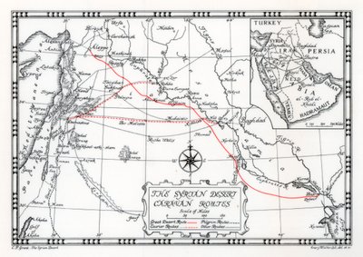 Rotas de caravana, correio e peregrino no deserto da Síria, 1937 de Emery Walker