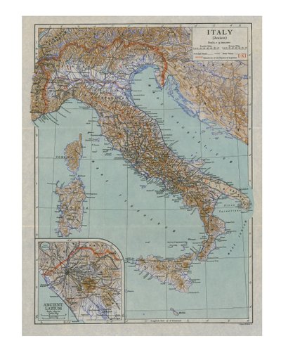 Mapa da Itália antiga, c1910s. de Emery Walker