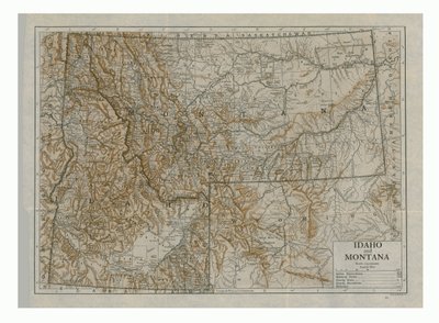 Mapa de Idaho e Montana, EUA, c1910s. de Emery Walker