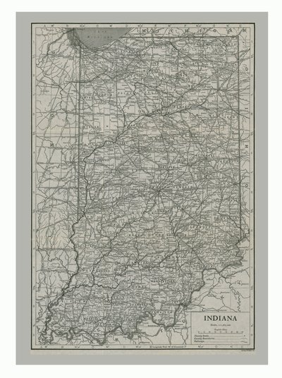 Mapa de Indiana, EUA, c1900s de Emery Walker