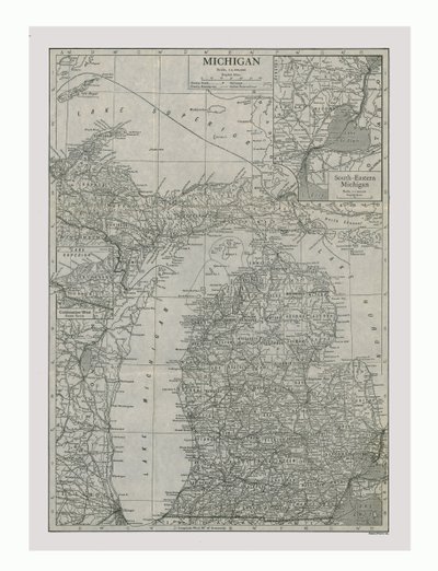 Mapa de Michigan, EUA, c1900. de Emery Walker