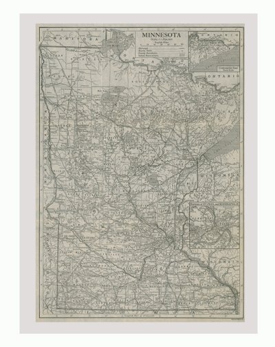 Mapa de Minnesota, EUA, c1900s. de Emery Walker