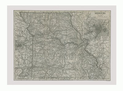 Mapa do Missouri, EUA, c1900s. de Emery Walker