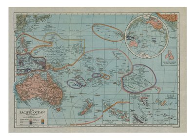 Mapa do Oceano Pacífico, c1910s. de Emery Walker
