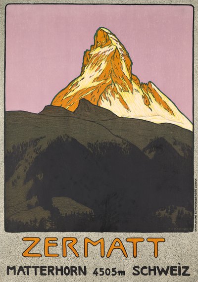 Cartaz de propaganda em Zermatt, Suíça de Emil Cardinaux