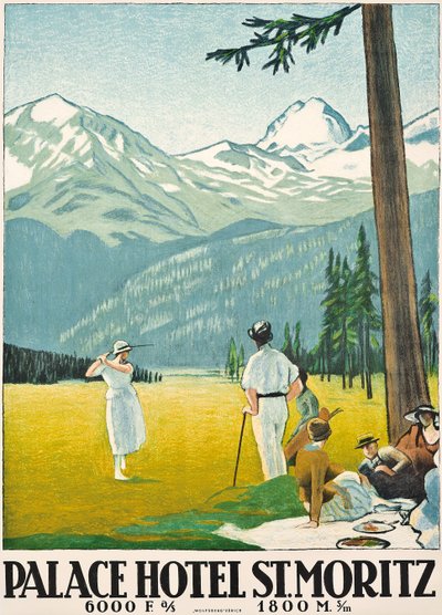 Cartaz anunciando o Palace Hotel em St. Moritz de Emil Cardinaux