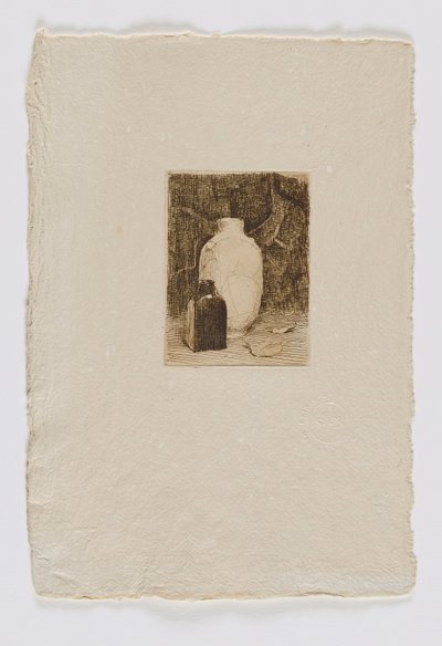 Natureza morta com vaso e garrafa (fm. portefólio) de Emil Carlsen