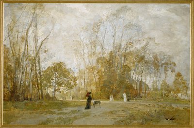 Aus dem Prater - Dos jardins do Prater ... (óleo sobre madeira) de Emil Jakob Schindler