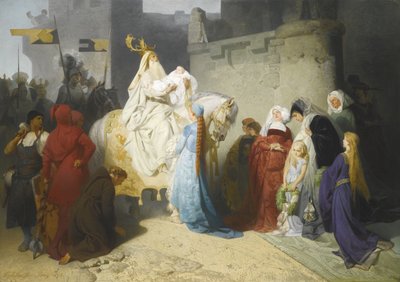 Merlin apresentando o futuro rei Arthur, 1873 de Emil Johann Lauffer